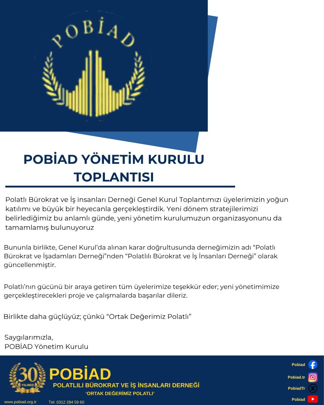 POBİAD Yönetim Kurulu Toplantımızı Gerçekleştirdik
